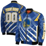 customized golden state warriors chevron angles blue bomber jacket best selling