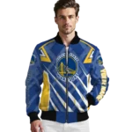 customized golden state warriors chevron angles blue bomber jacket best selling