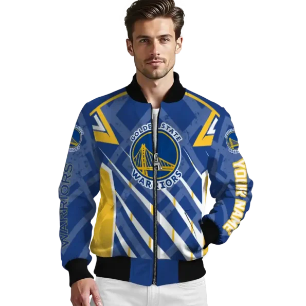 customized golden state warriors chevron angles blue bomber jacket high quality