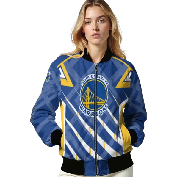 customized golden state warriors chevron angles blue bomber jacket latest model