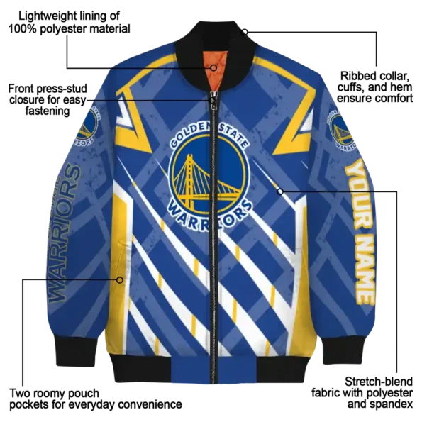 customized golden state warriors chevron angles blue bomber jacket new arrival