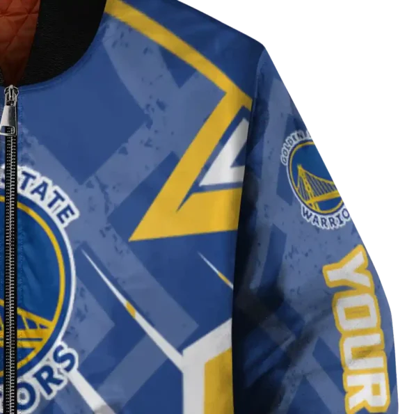 customized golden state warriors chevron angles blue bomber jacket premium grade
