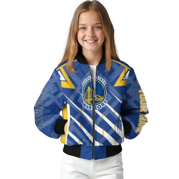 customized golden state warriors chevron angles blue bomber jacket top rated
