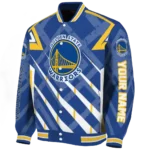 customized golden state warriors chevron angles blue varsity jacket best selling.webp