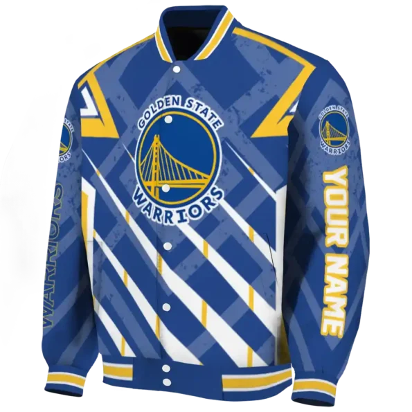 customized golden state warriors chevron angles blue varsity jacket best selling.webp