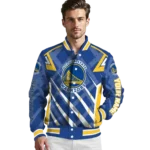 customized golden state warriors chevron angles blue varsity jacket best selling.webp