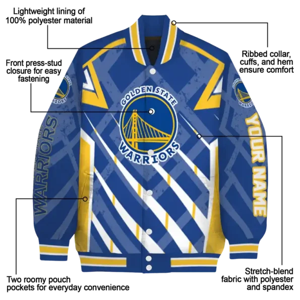 customized golden state warriors chevron angles blue varsity jacket new arrival.webp
