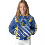customized golden state warriors chevron angles blue varsity jacket best selling.webp
