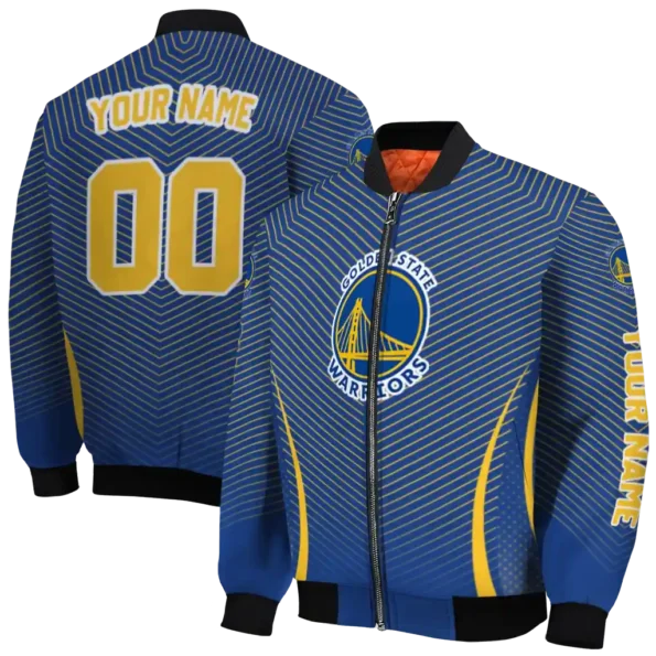customized golden state warriors chevron arrow blue bomber jacket fashion forward