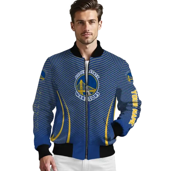 customized golden state warriors chevron arrow blue bomber jacket high quality