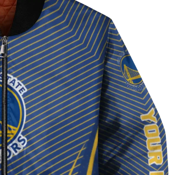 customized golden state warriors chevron arrow blue bomber jacket premium grade