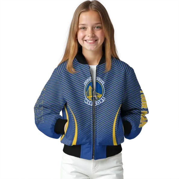 customized golden state warriors chevron arrow blue bomber jacket top rated