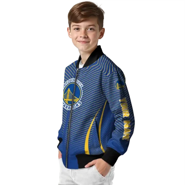 customized golden state warriors chevron arrow blue bomber jacket trendy