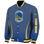customized golden state warriors chevron arrow blue varsity jacket best selling.webp