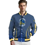 customized golden state warriors chevron arrow blue varsity jacket best selling.webp