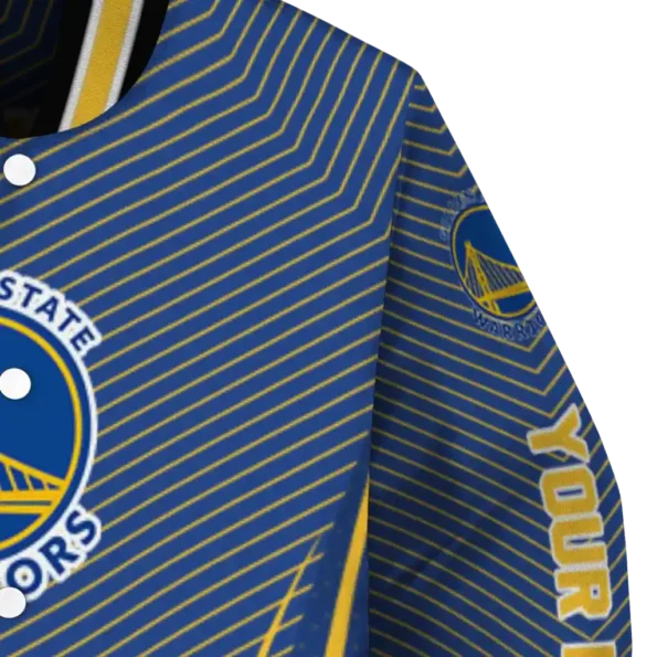 customized golden state warriors chevron arrow blue varsity jacket premium grade.webp