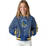 customized golden state warriors chevron arrow blue varsity jacket best selling.webp