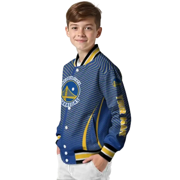 customized golden state warriors chevron arrow blue varsity jacket trendy.webp