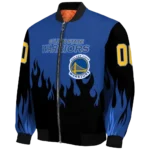 customized golden state warriors flame border blue black bomber jacket best selling