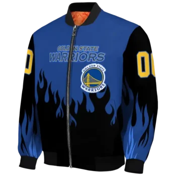 customized golden state warriors flame border blue black bomber jacket best selling