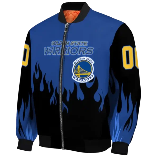customized golden state warriors flame border blue black bomber jacket best selling