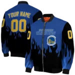 customized golden state warriors flame border blue black bomber jacket best selling