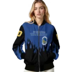 customized golden state warriors flame border blue black bomber jacket best selling