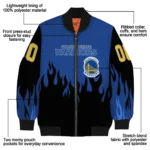 customized golden state warriors flame border blue black bomber jacket best selling