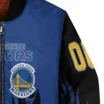 customized golden state warriors flame border blue black bomber jacket best selling