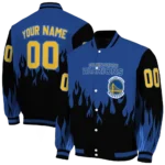 customized golden state warriors flame border blue black varsity jacket best selling.webp