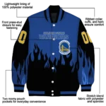 customized golden state warriors flame border blue black varsity jacket best selling.webp