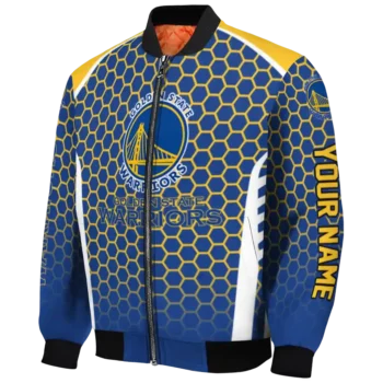 customized golden state warriors hexagon grid blue bomber jacket best selling