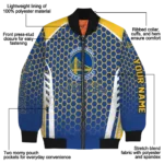 customized golden state warriors hexagon grid blue bomber jacket best selling