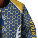 customized golden state warriors hexagon grid blue bomber jacket best selling