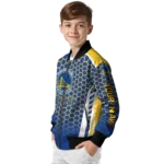 customized golden state warriors hexagon grid blue bomber jacket best selling