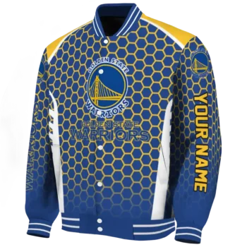 customized golden state warriors hexagon grid blue varsity jacket best selling.webp