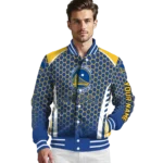 customized golden state warriors hexagon grid blue varsity jacket best selling.webp
