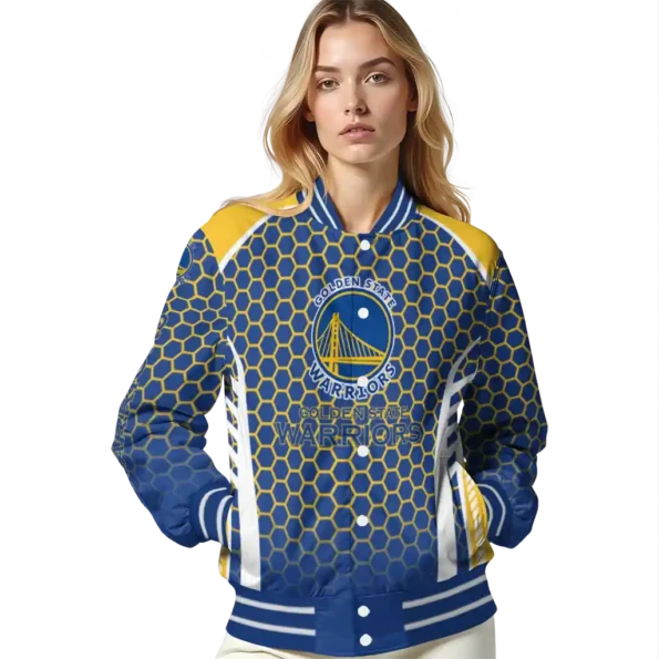 customized golden state warriors hexagon grid blue varsity jacket latest model.webp