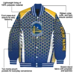 customized golden state warriors hexagon grid blue varsity jacket best selling.webp