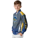 customized golden state warriors hexagon grid blue varsity jacket best selling.webp