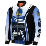 customized golden state warriors mesh effect blue black bomber jacket best selling
