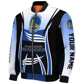 customized golden state warriors mesh effect blue black bomber jacket best selling