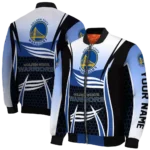 customized golden state warriors mesh effect blue black bomber jacket best selling