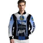customized golden state warriors mesh effect blue black bomber jacket best selling