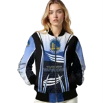 customized golden state warriors mesh effect blue black bomber jacket best selling
