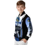 customized golden state warriors mesh effect blue black bomber jacket best selling