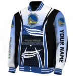 customized golden state warriors mesh effect blue black varsity jacket best selling.webp