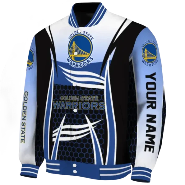 customized golden state warriors mesh effect blue black varsity jacket best selling.webp