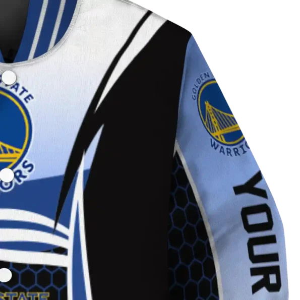 customized golden state warriors mesh effect blue black varsity jacket premium grade.webp