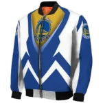 customized golden state warriors v stripes blue white bomber jacket best selling